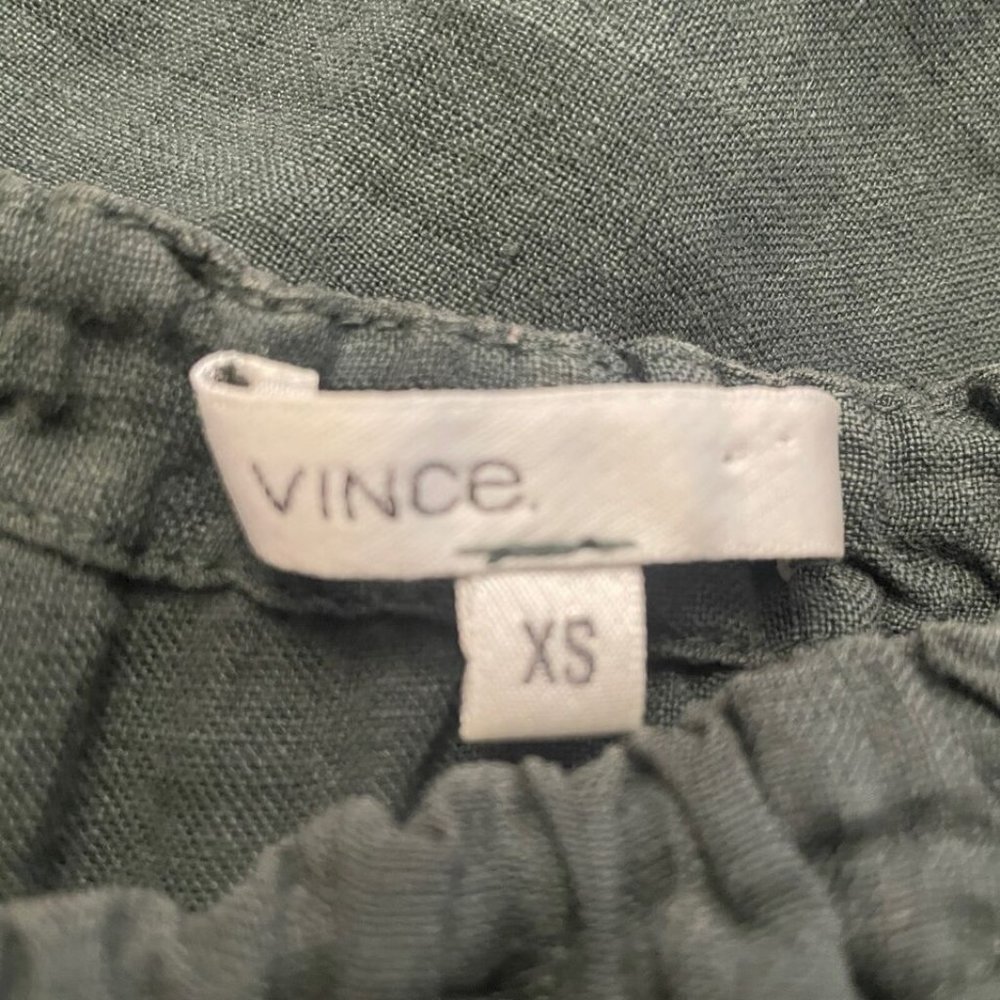Vince Green Linen Gathered Tie Waist Midi Sundress - Picture 8 of 8